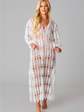 Buddy Love White Crochet Maxi Cover-Up Dress